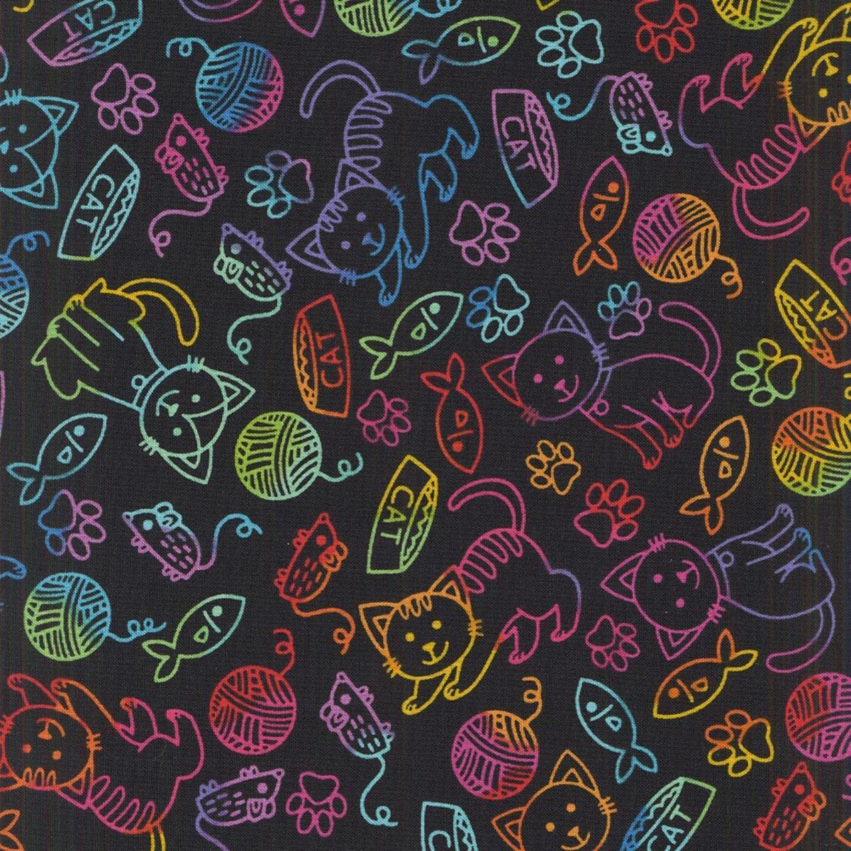 rainbow-cat-doodles fabric