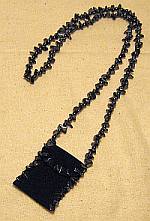 Black leather hematite amulet